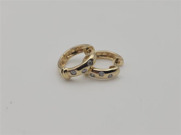Gold-Diamond Earrings 6 Diamonds .18 Carat T.W. 14K Yellow Gold 2.5g
