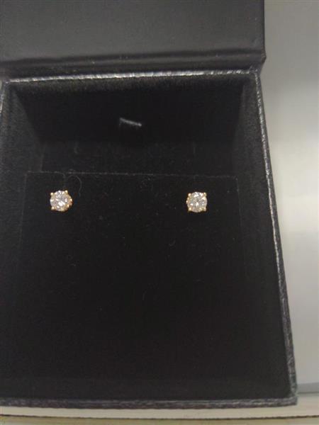 Gold-Diamond Earrings 2 Diamonds .70 Carat T.W. 14K White Gold 1g
