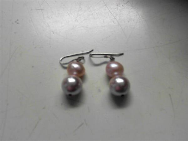 Synthetic Pearl Silver-Stone Earrings 925 Silver 5g