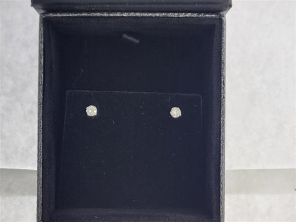 Gold-Diamond Earrings 2 Diamonds .40 Carat T.W. 14K White Gold 0.8g
