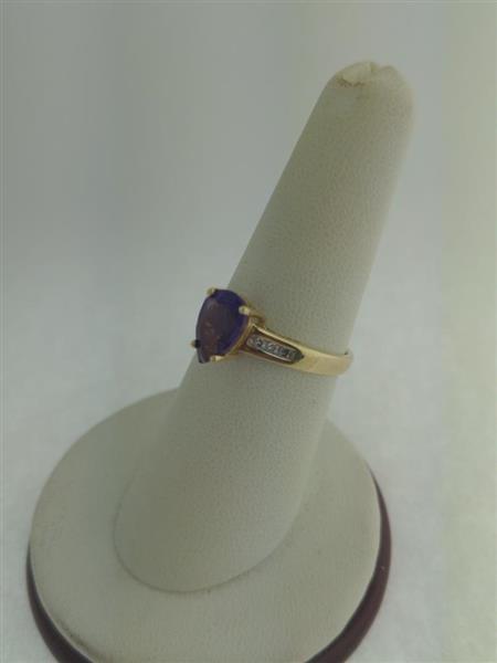 Amethyst Lady’s Stone & Diamond Ring 6 Diamonds .12 Carat T.W. 10K Yellow Gold