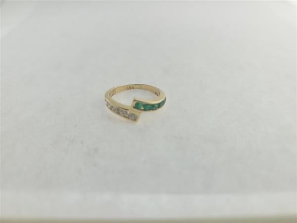 Emerald Lady’s Stone & Diamond Ring 6 Diamonds .30 Carat T.W. 14K Yellow Gold