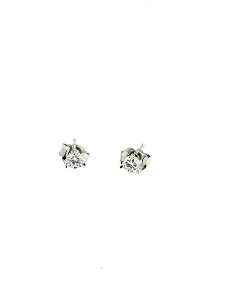 Gold-Diamond Earrings 2 Diamonds .40 Carat T.W. 14K White Gold 0.6g