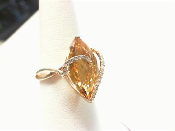 Citrine Lady’s Stone & Diamond Ring 30 Diamonds .30 Carat T.W. 14K Yellow Gold