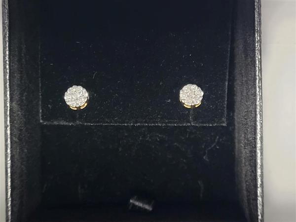 Gold-Diamond Earrings 14 Diamonds .66 Carat T.W. 14K White Gold 1.2g