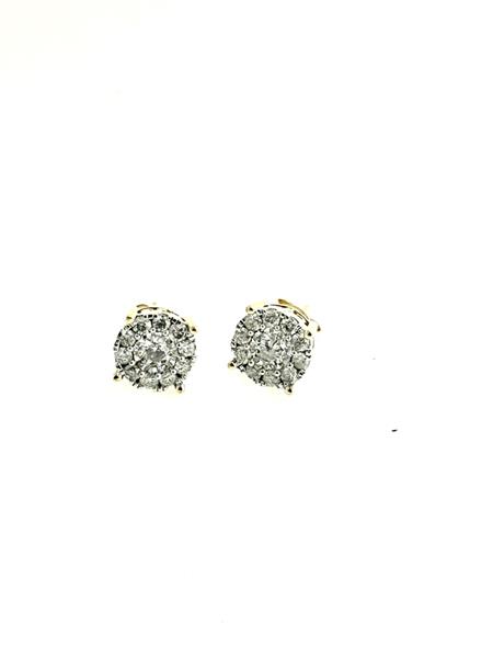 Gold-Diamond Earrings 22 Diamonds 1.40 Carat T.W. 14K Yellow Gold 3.4g