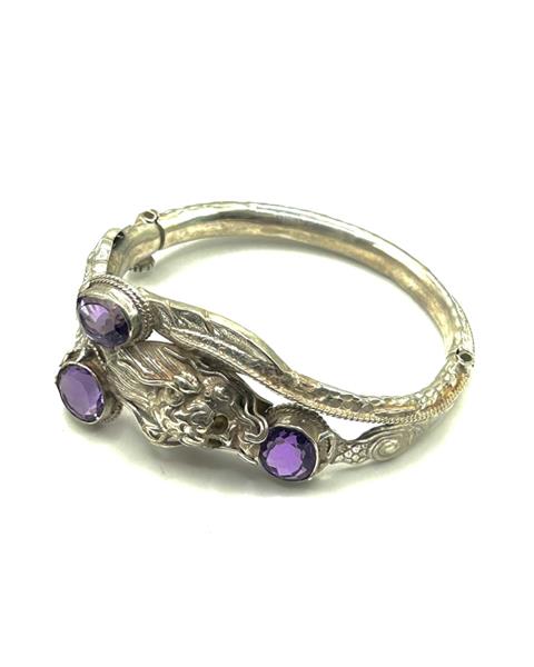 Synthetic Amethyst Silver-Stone Bracelet 925 Silver 27.2g