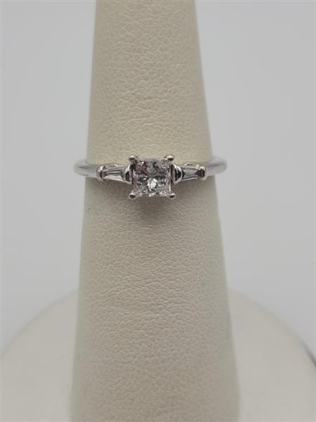 Lady’s Diamond Engagement Ring 3 Diamonds .70 Carat T.W. 14K White Gold 2.1g