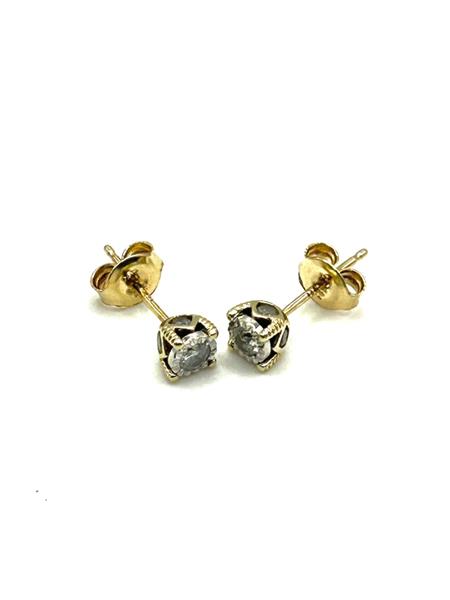 Gold-Diamond Earrings 10 Diamonds .60 Carat T.W. 14K Yellow Gold 1.2g