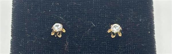 Synthetic Cubic Zirconia Gold-Stone Earrings 14K Yellow Gold 0.3g