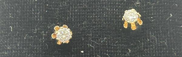 Synthetic Cubic Zirconia Gold-Stone Earrings 14K Yellow Gold 0.5g