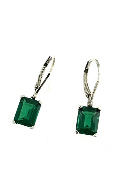 Green Stone Silver-Stone Earrings 925 Silver 2.7g