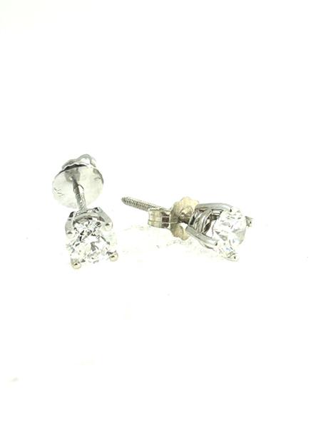 Gold-Diamond Earrings 2 Diamonds 1.00 Carat T.W. 14K White Gold 0.8g