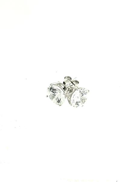Synthetic Cubic Zirconia Gold-Stone Earrings 14K White Gold 2g